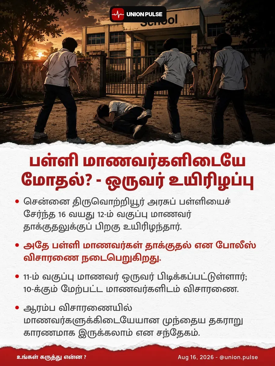பள்ளி மாணவர்களிடையே மோதல்? - ஒருவர் உயிரிழப்பு