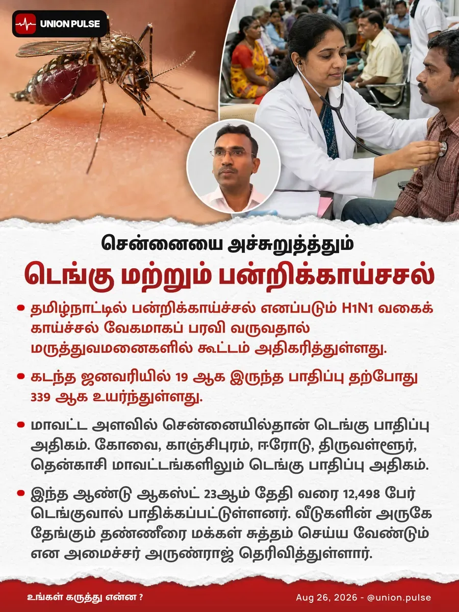 சென்னையை அச்சுறுத்த்தும் டெங்கு மற்றும் பன்றிக்காய்சசல்