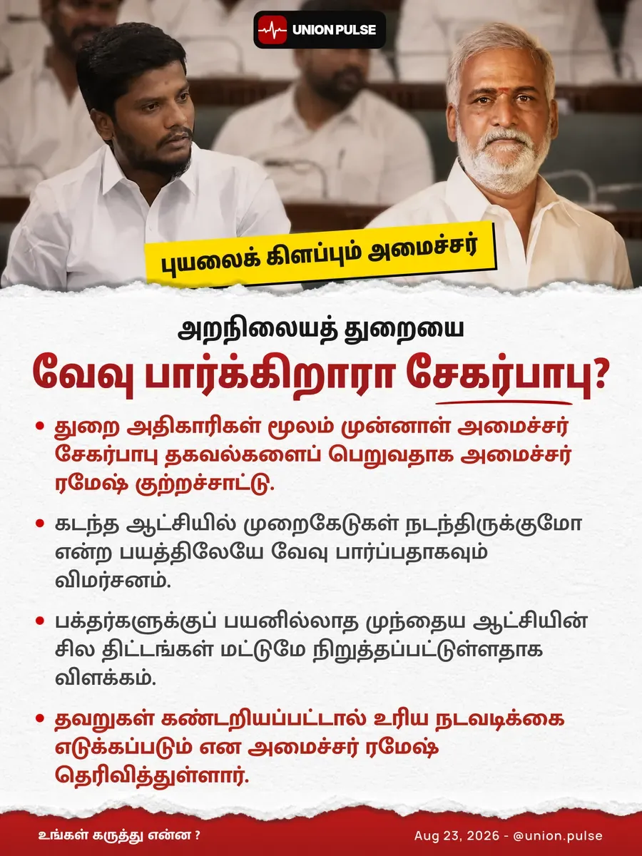 அறநிலையத் துறையை வேவு பார்க்கிறாரா சேகர்பாபு?