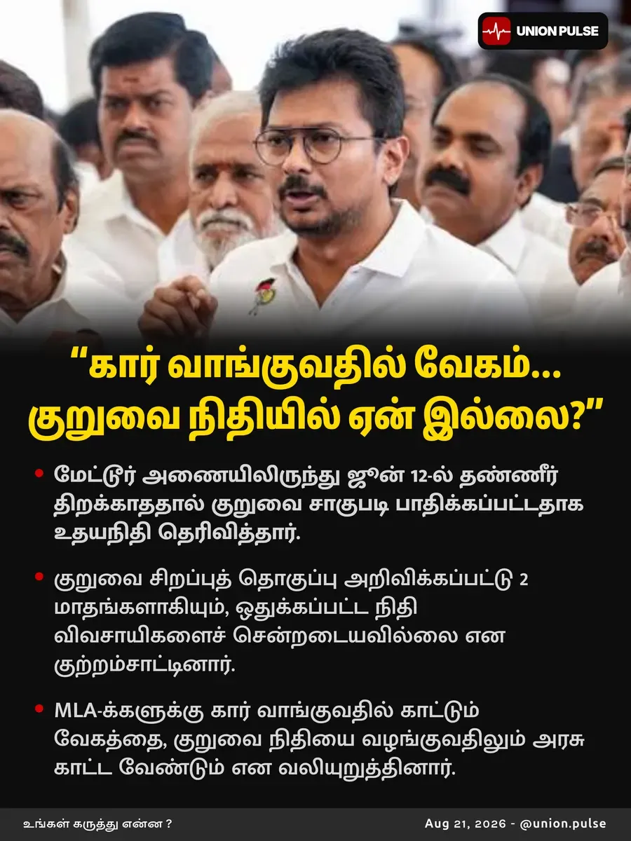 "கார் வாங்குவதில் வேகம்... குறுவை நிதியில் ஏன் இல்லை?"